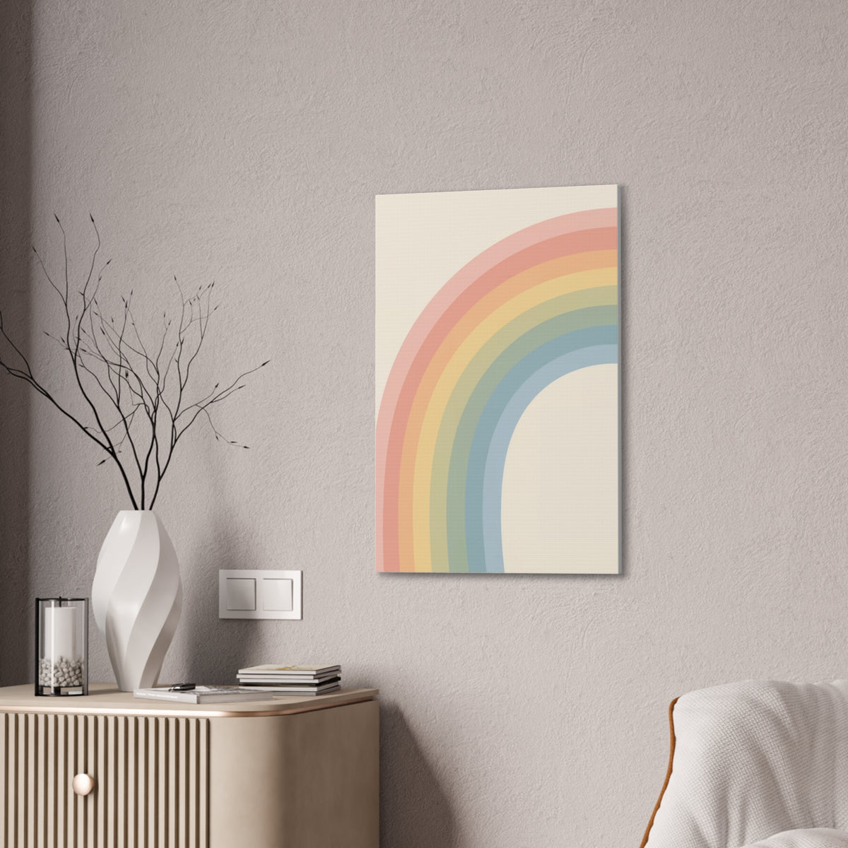 Pastel Rainbow Arch Nursery Print | Soft Gradient Baby Room Canvas | Modern Gender Neutral Decor, Stretched Canvas 0.75"