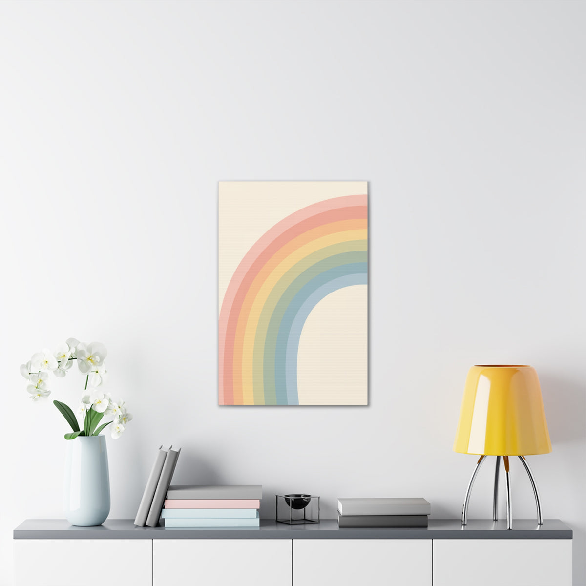 Pastel Rainbow Arch Nursery Print | Soft Gradient Baby Room Canvas | Modern Gender Neutral Decor, Stretched Canvas 0.75"