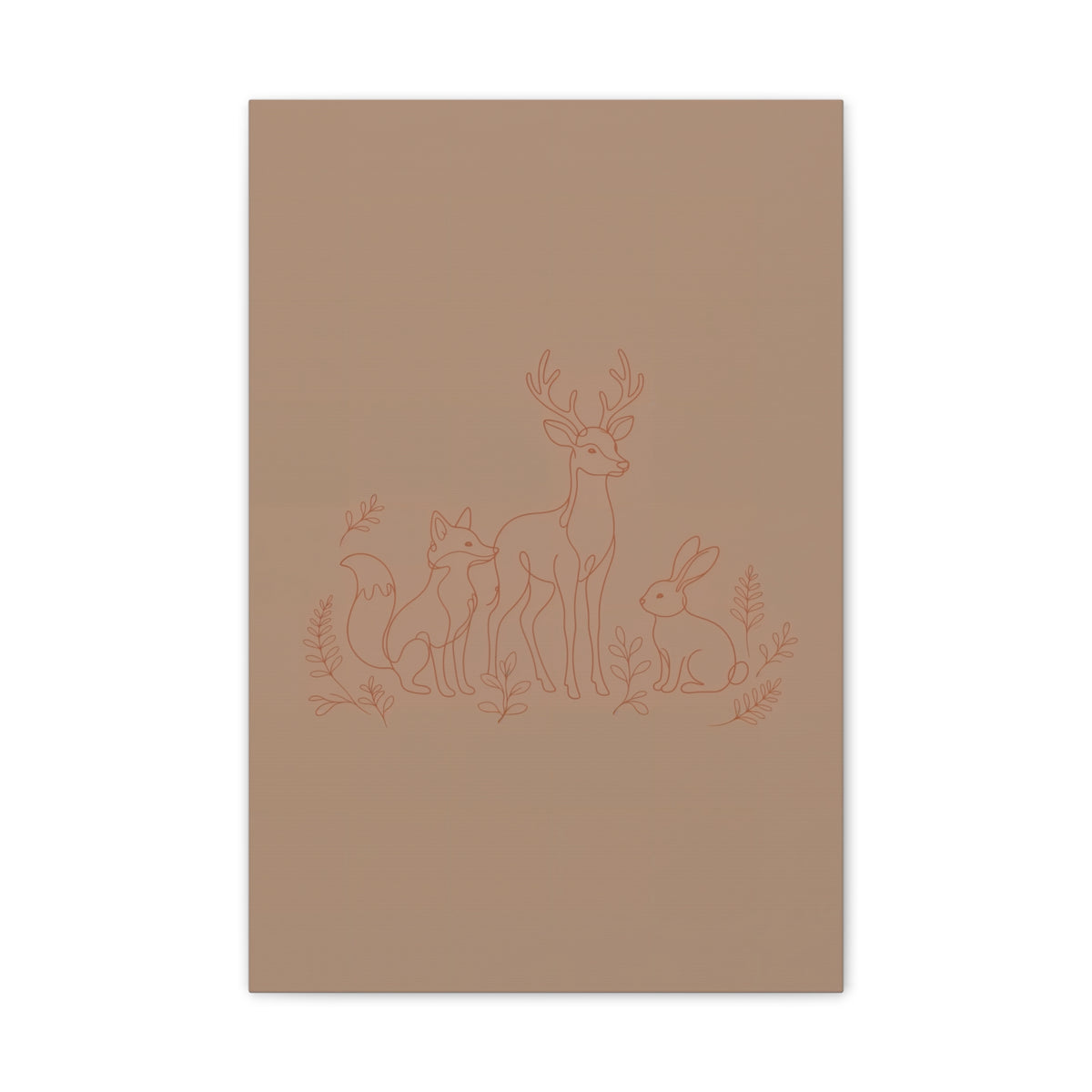 Woodland Animal Line Art Nursery Print | Fox Deer Rabbit Canvas | Gender Neutral Nursery Decor