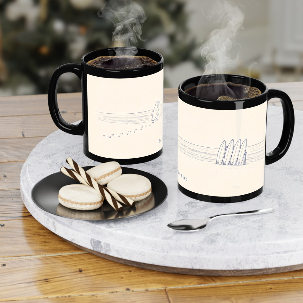 Be the Bird "Beach Life" Ceramic Coffee Mug — 11oz Black Accent