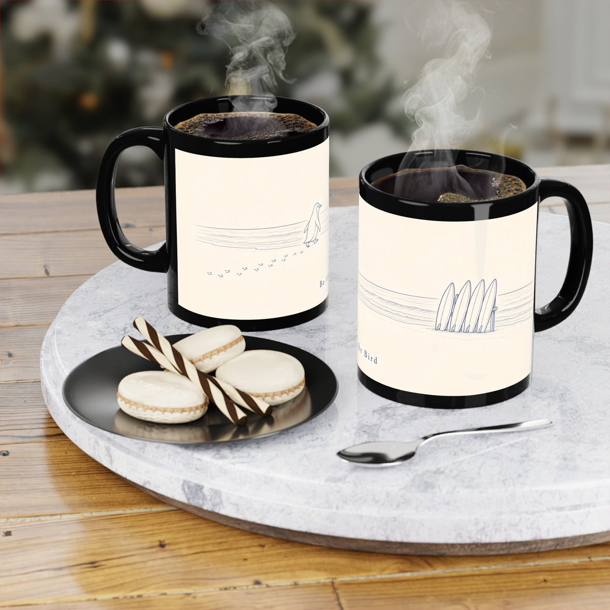 Be the Bird "Beach Life" Ceramic Coffee Mug — 11oz Black Accent