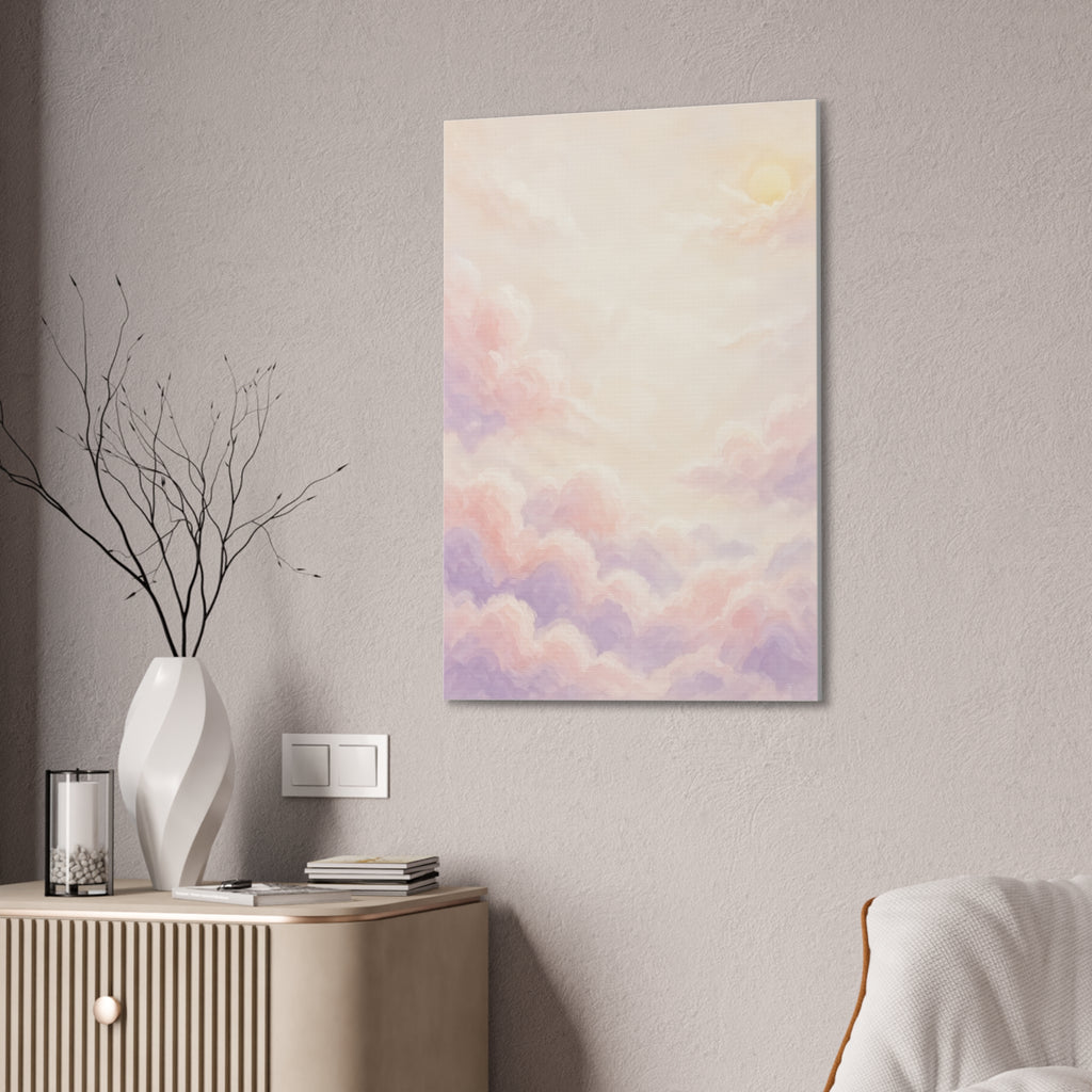 Pastel Cloud Nursery Canvas | Soft Sky Wall Landscape, Stretched Canvas 0.75"