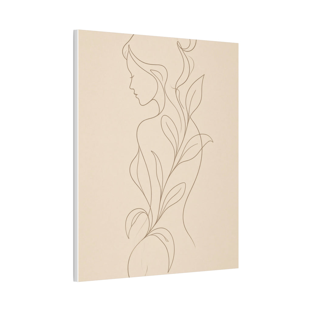Minimal Line Art Woman Canvas — Neutral Botanical Silhouette Wall Art