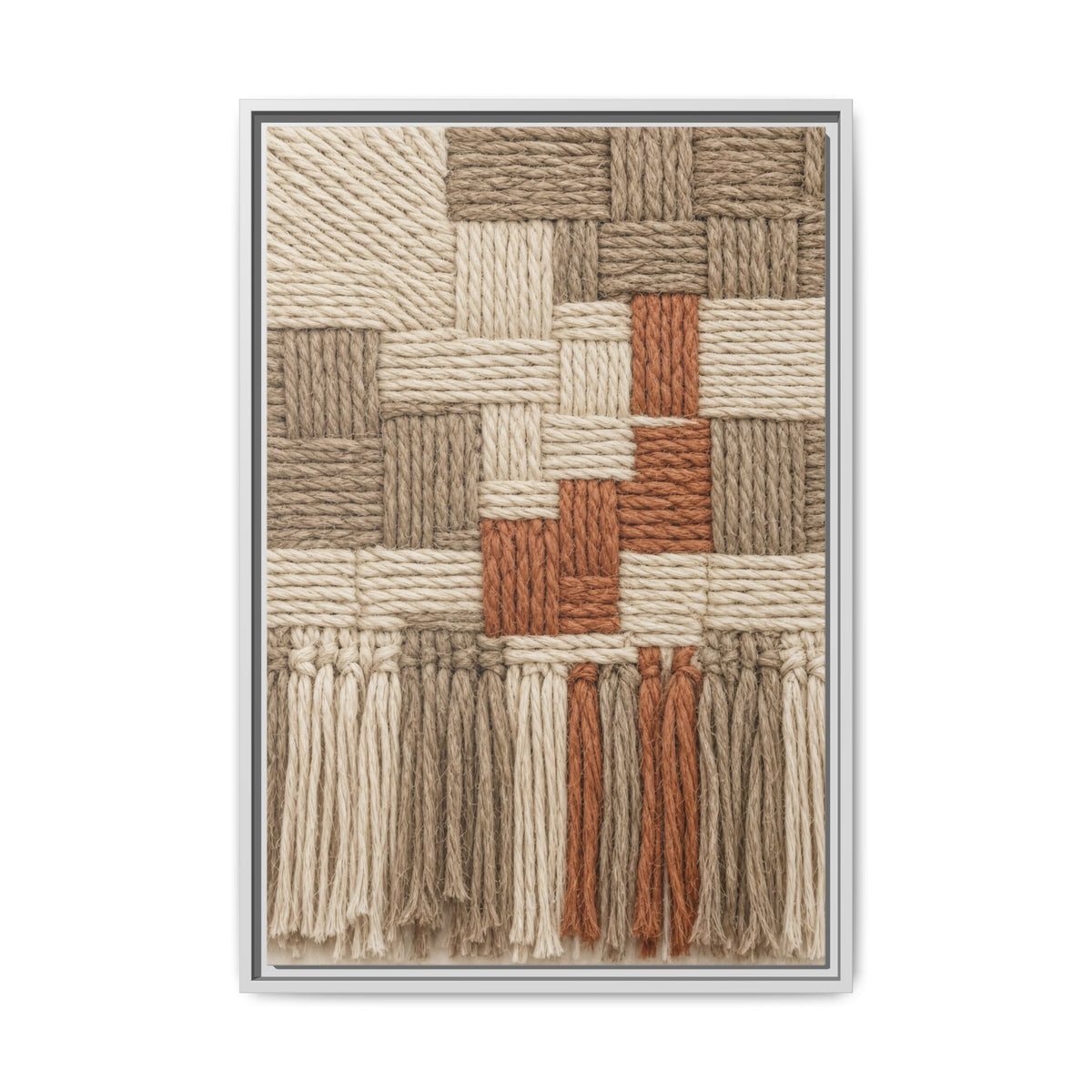 Woven Fiber Art Look Canvas | Boho Macrame Style Wall Art | Natural Textured Wall Decor