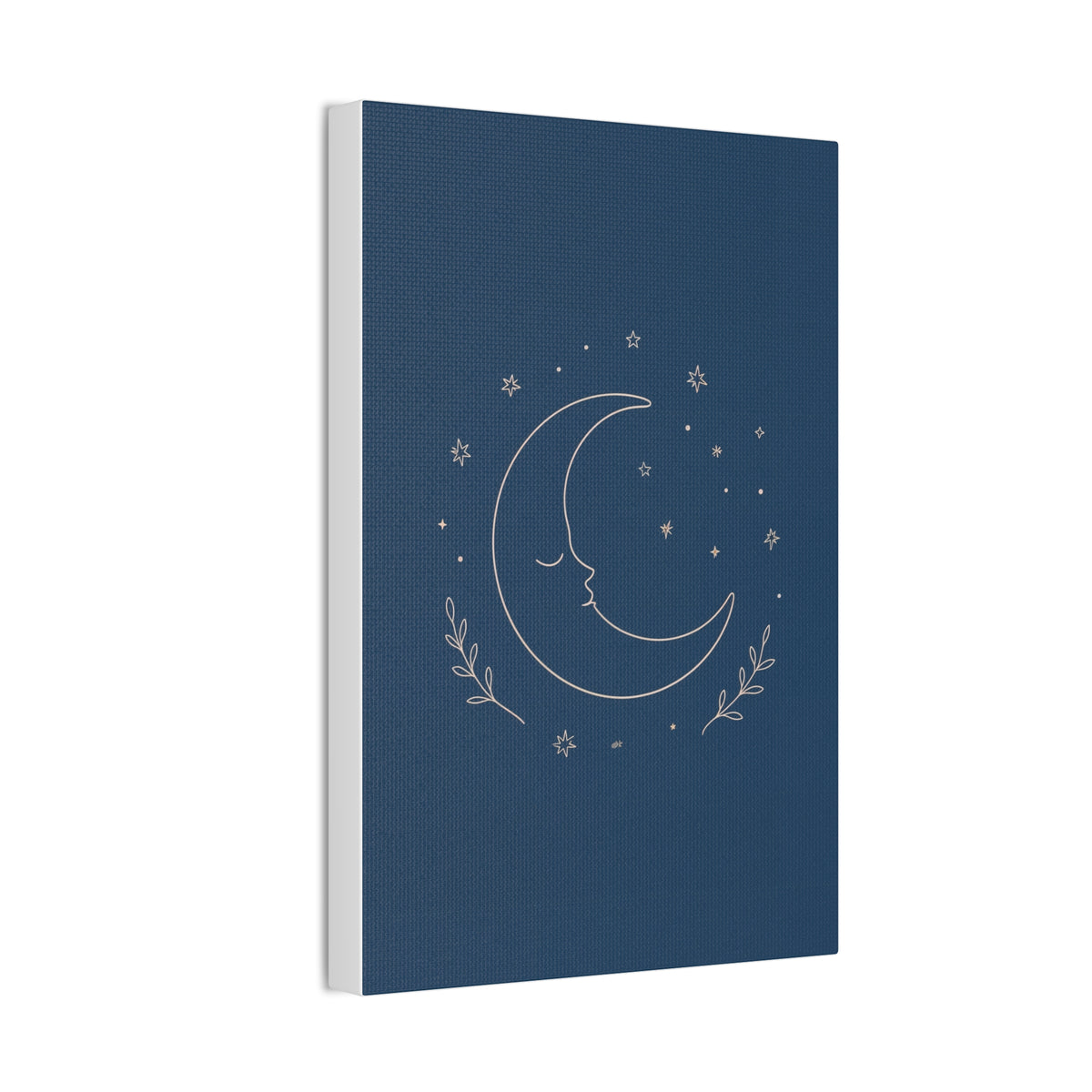 Sleepy Moon Nursery Print | Celestial Baby Room Canvas | Dusty Blue Bedtime Wall Art