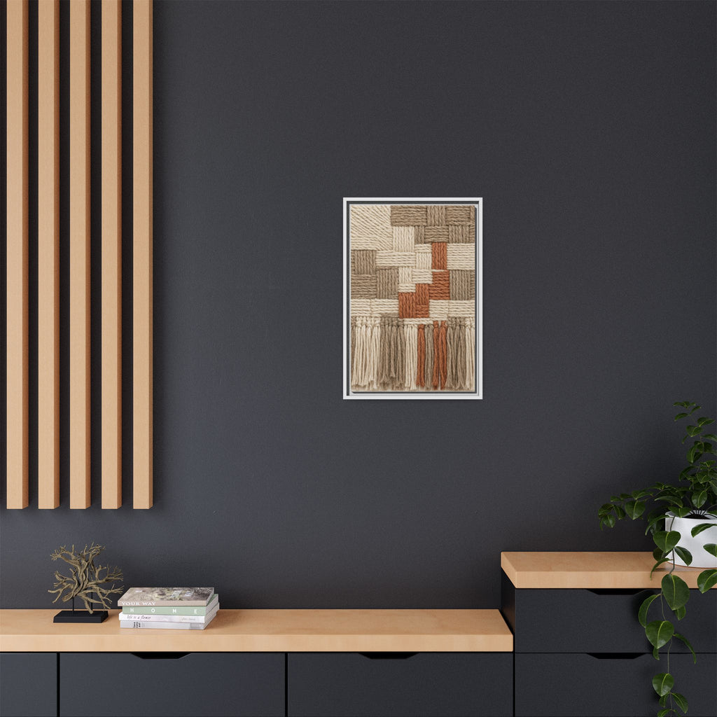 Woven Fiber Art Look Canvas | Boho Macrame Style Wall Art | Natural Textured Wall Decor