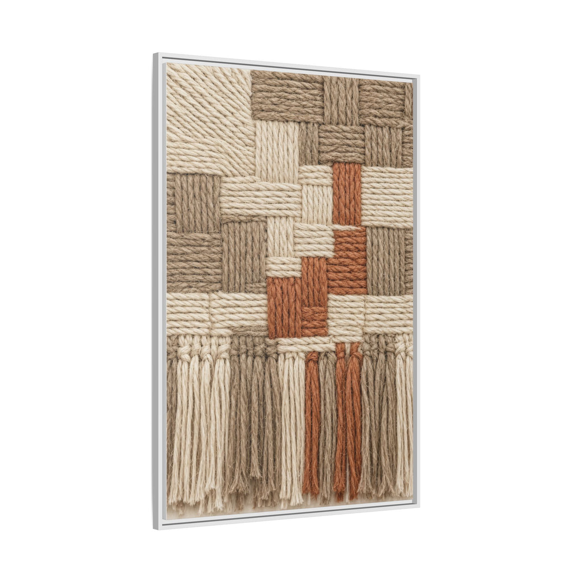 Woven Fiber Art Look Canvas | Boho Macrame Style Wall Art | Natural Textured Wall Decor