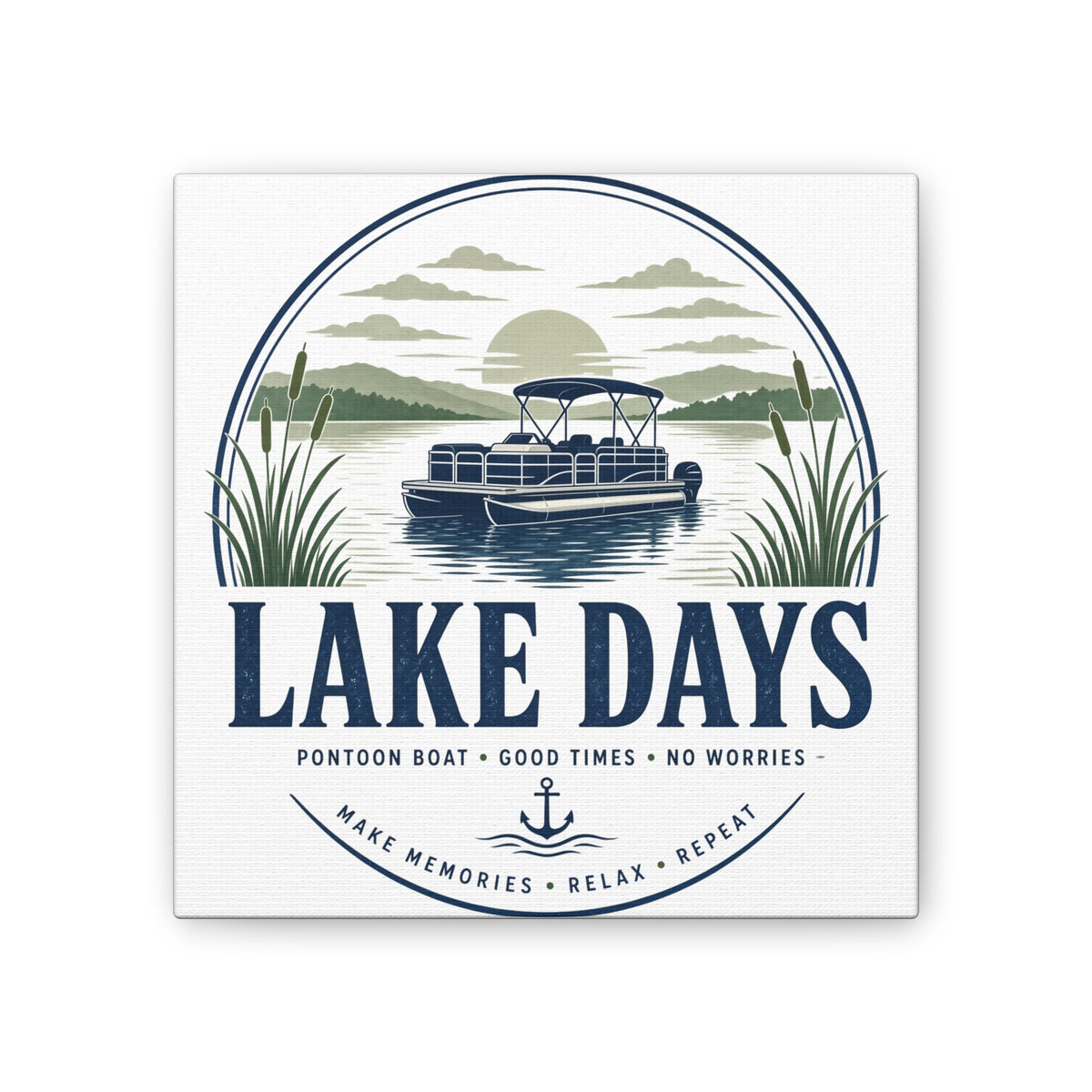 River Life Badge Canvas | Vintage Boating Emblem Wall Art | Lake House Man Cave Decor