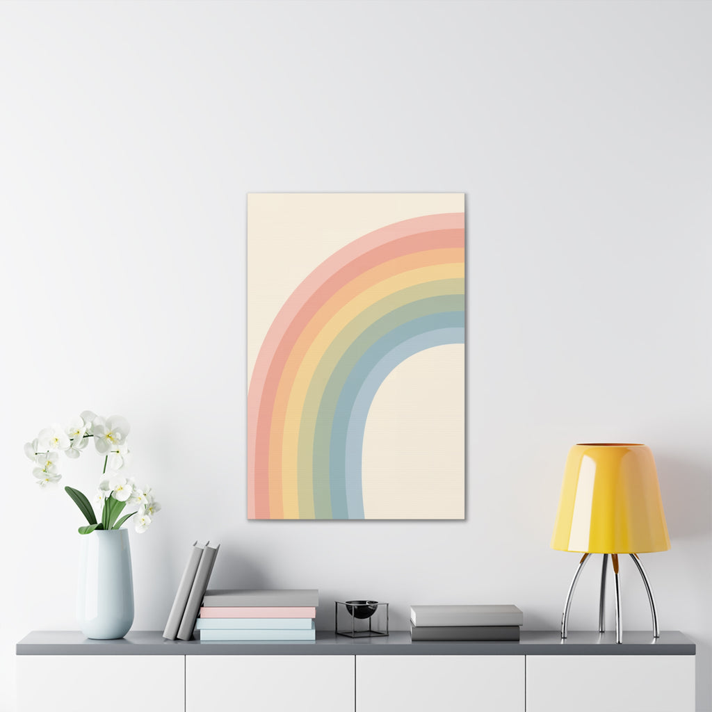 Pastel Rainbow Arch Nursery Print | Soft Gradient Baby Room Canvas | Modern Gender Neutral Decor, Stretched Canvas 0.75"