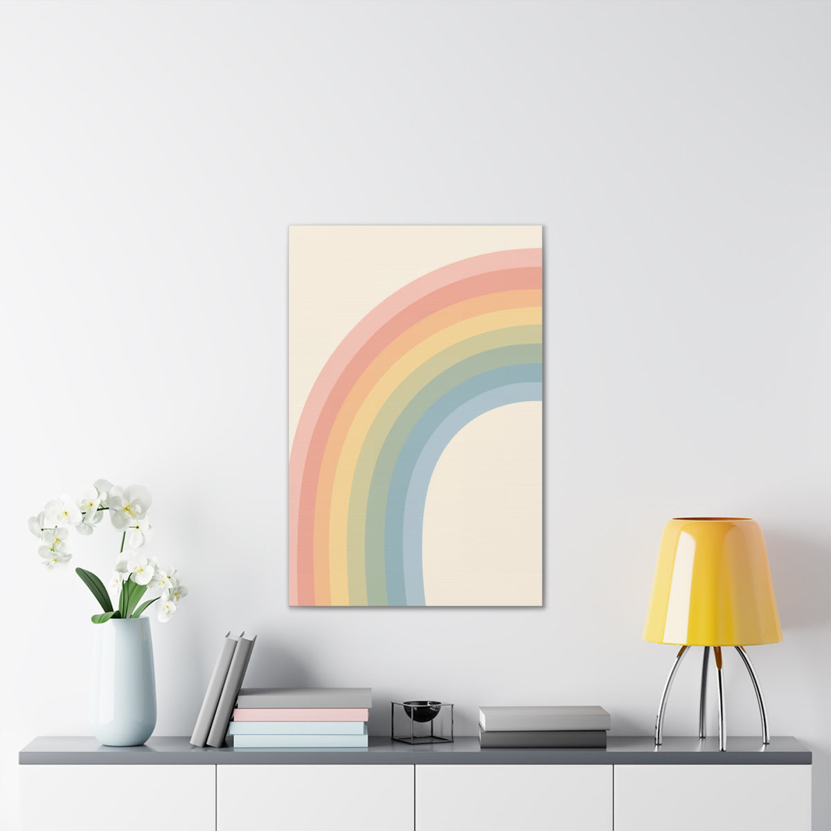 Pastel Rainbow Arch Nursery Print | Soft Gradient Baby Room Canvas | Modern Gender Neutral Decor, Stretched Canvas 0.75"