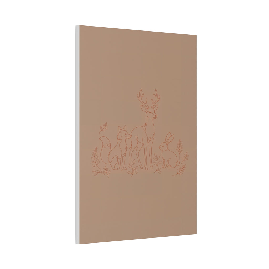 Woodland Animal Line Art Nursery Print | Fox Deer Rabbit Canvas | Gender Neutral Nursery Decor