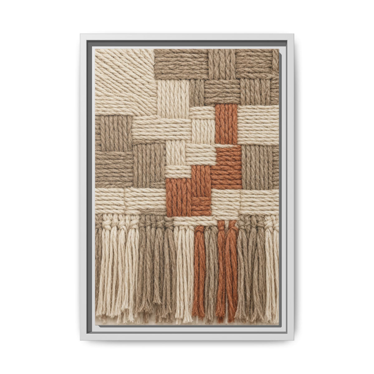 Woven Fiber Art Look Canvas | Boho Macrame Style Wall Art | Natural Textured Wall Decor