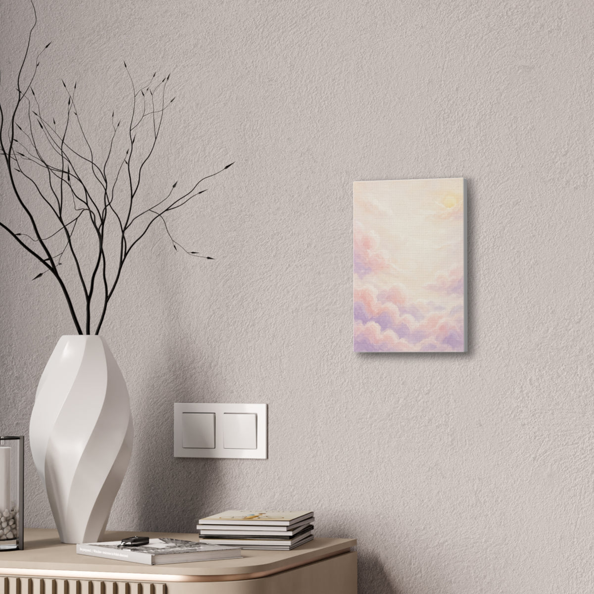 Pastel Cloud Nursery Canvas | Soft Sky Wall Landscape, Stretched Canvas 0.75"