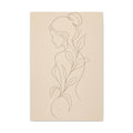 Minimal Line Art Woman Canvas — Neutral Botanical Silhouette Wall Art