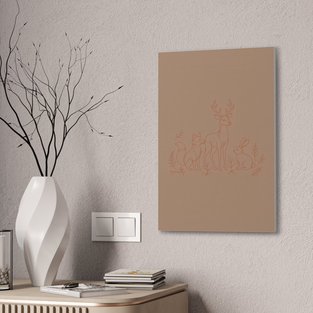 Woodland Animal Line Art Nursery Print | Fox Deer Rabbit Canvas | Gender Neutral Nursery Decor