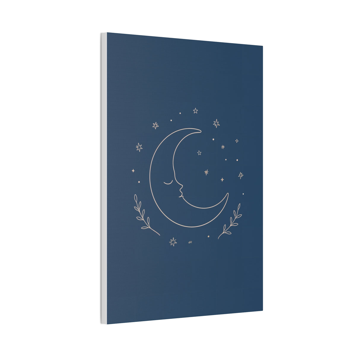 Sleepy Moon Nursery Print | Celestial Baby Room Canvas | Dusty Blue Bedtime Wall Art