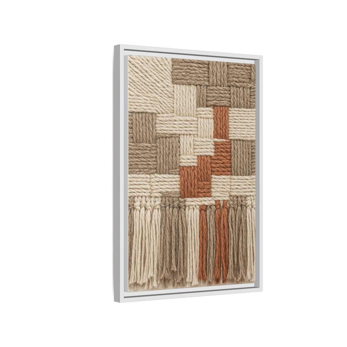 Woven Fiber Art Look Canvas | Boho Macrame Style Wall Art | Natural Textured Wall Decor