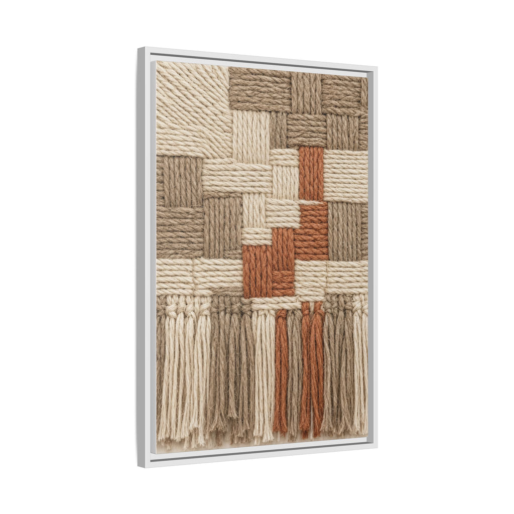 Woven Fiber Art Look Canvas | Boho Macrame Style Wall Art | Natural Textured Wall Decor