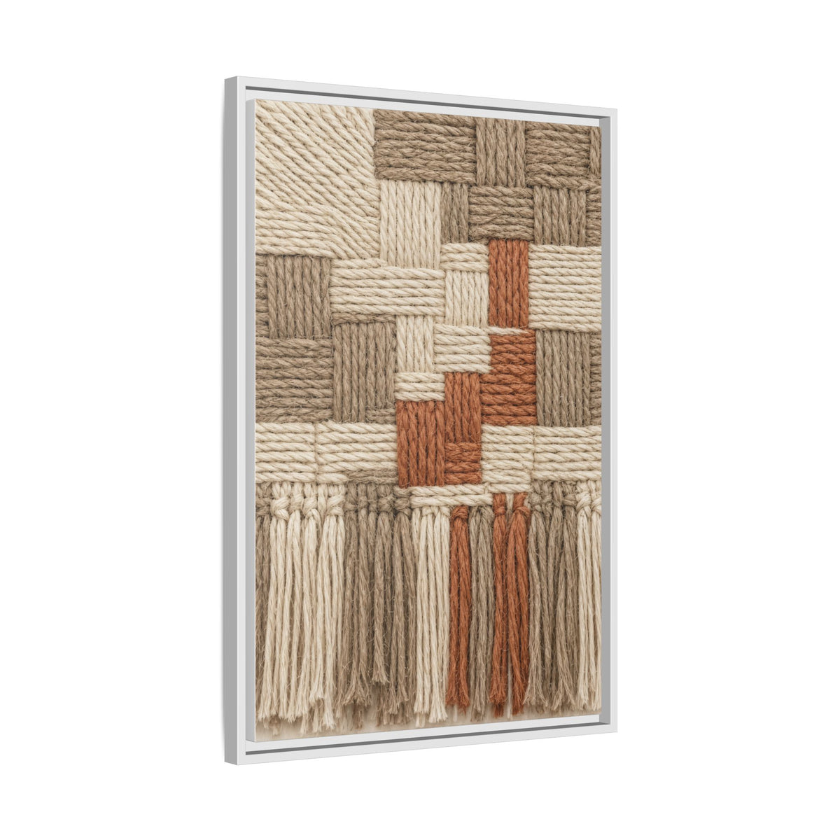 Woven Fiber Art Look Canvas | Boho Macrame Style Wall Art | Natural Textured Wall Decor