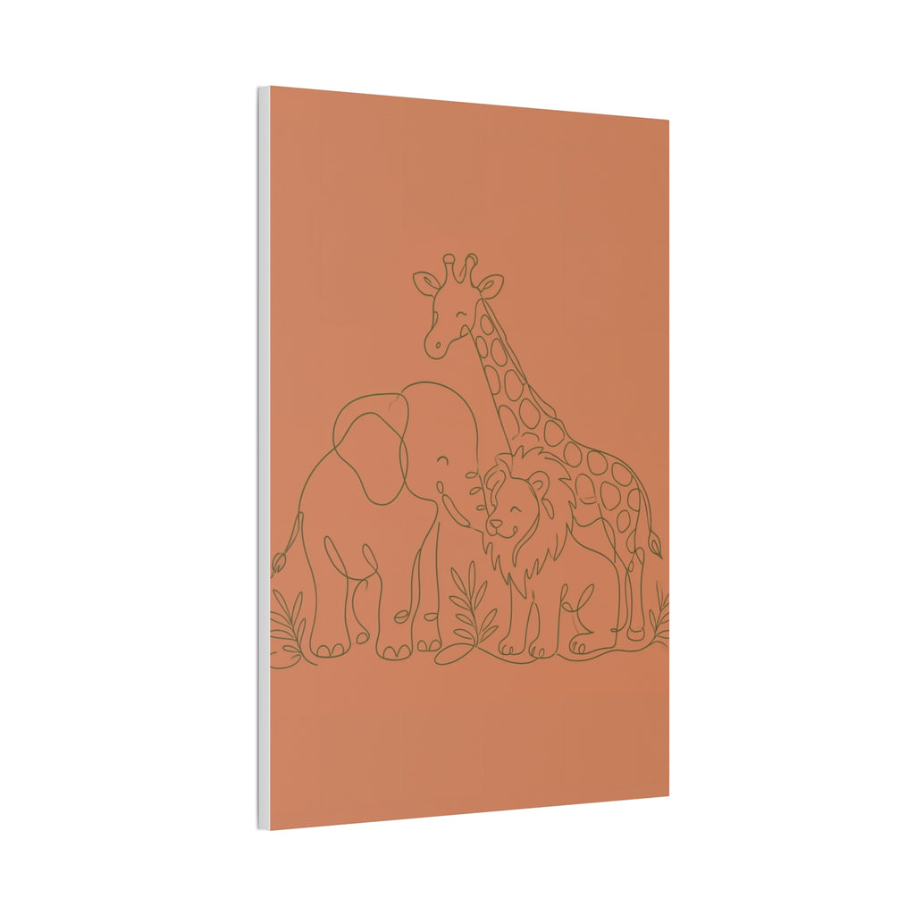 Safari Friends Line Art Canvas — Terracotta Nursery Wall Art