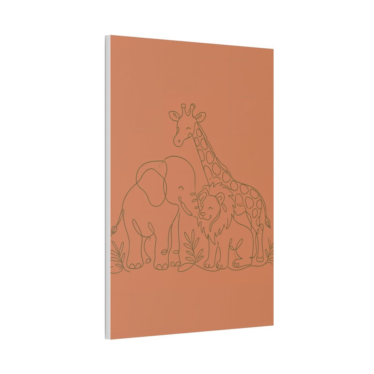 Safari Friends Line Art Canvas — Terracotta Nursery Wall Art
