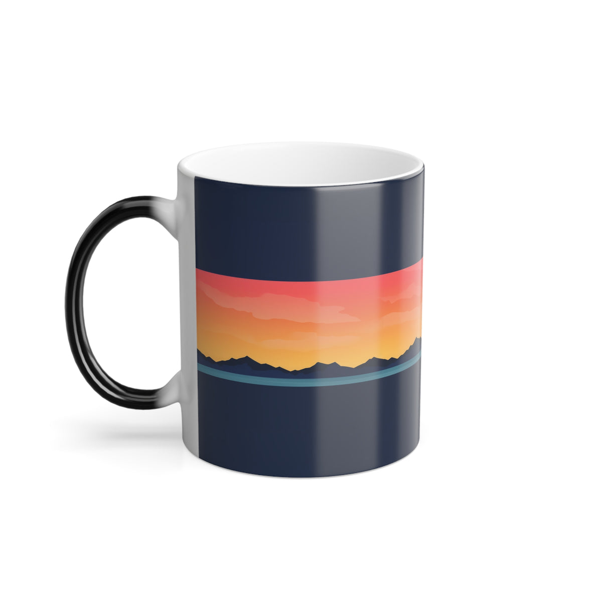 Color-Changing Sunset Mug — 11 oz Heat-Activated Mountain Landscape