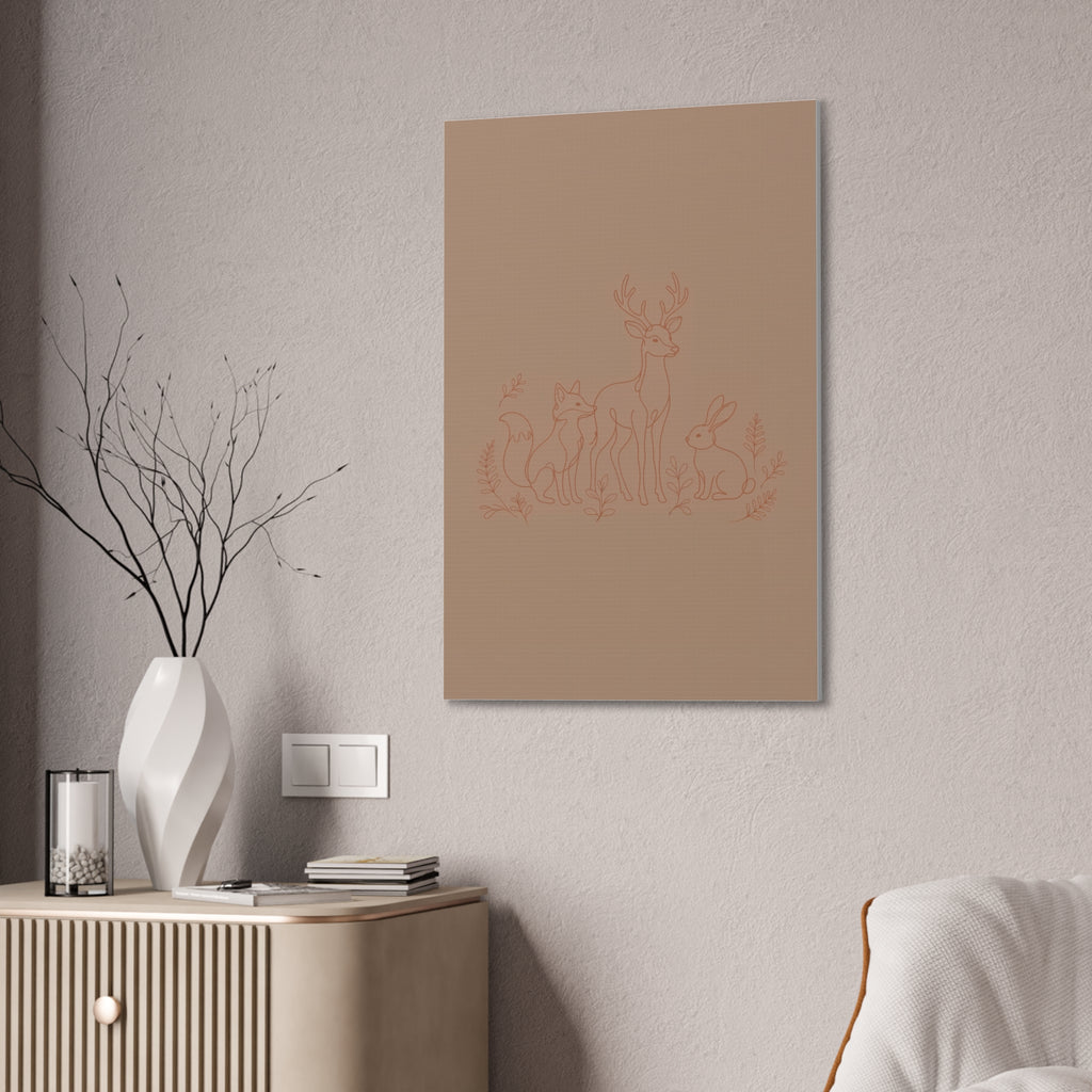 Woodland Animal Line Art Nursery Print | Fox Deer Rabbit Canvas | Gender Neutral Nursery Decor