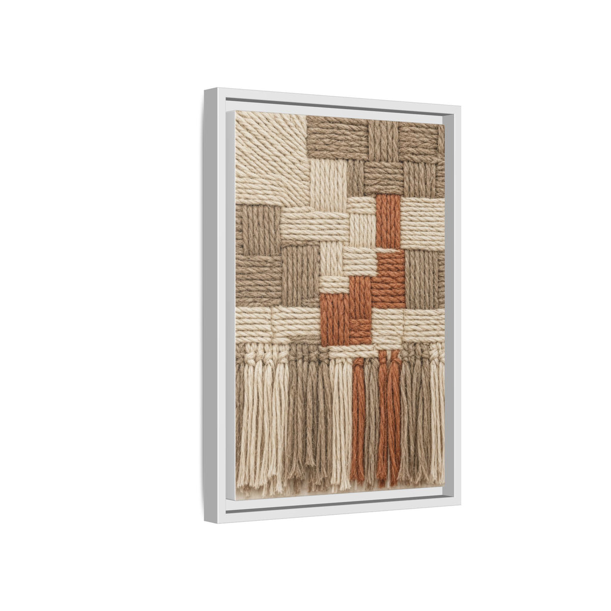 Woven Fiber Art Look Canvas | Boho Macrame Style Wall Art | Natural Textured Wall Decor